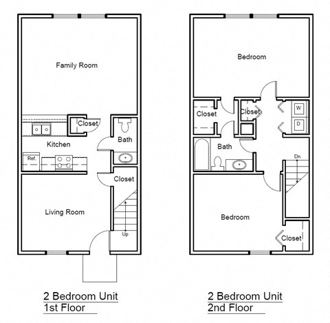 2BR Floorplan at Spring Creek Townhomes Apartments, Springfield, Illinois
